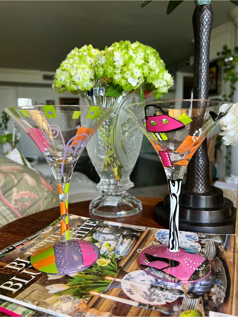 Set of 2 Lolita Love My Martini Glasses Hand Painted Cosmopolitan&Shopaholic Too